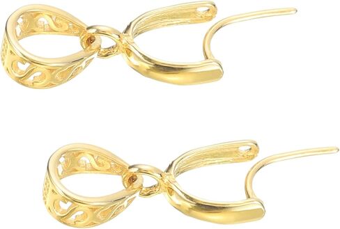 uxcell 2Pcs 925 Sterling Silver Pinch Bail, 12mm Pendant Clasp Pendant Bail Connector Pinch Clip Bail Clasp for Jewelry Making Supplies Bracelet Necklace DIY Craft, Gold in Saudi Arabia