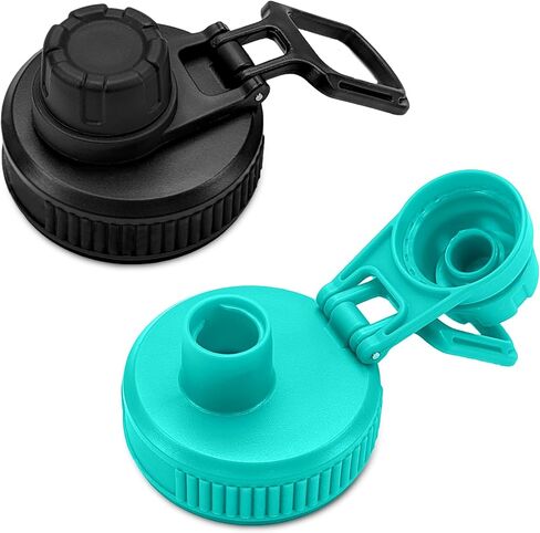 Spout Lid for Hydro Flask Wide Mouth Sport Water Bottles,2 Pack Replacement Lids for Most 12,14,16,18,20,22,32,40,64oz Wide Mouth Water Bottles with Handle Easy to Carry (Black2) in Kuwait