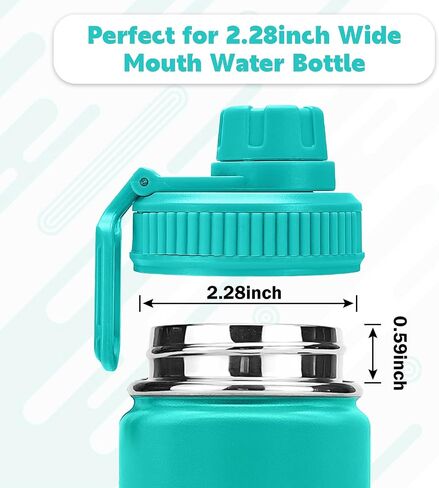 Spout Lid for Hydro Flask Wide Mouth Sport Water Bottles,2 Pack Replacement Lids for Most 12,14,16,18,20,22,32,40,64oz Wide Mouth Water Bottles with Handle Easy to Carry (Black2) in Kuwait