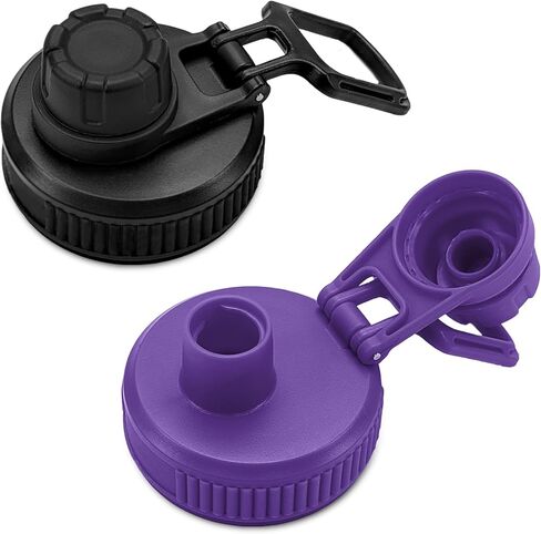 Spout Lid for Hydro Flask Wide Mouth Sport Water Bottles,2 Pack Replacement Lids for Most 12,14,16,18,20,22,32,40,64oz Wide Mouth Water Bottles with Handle Easy to Carry (Black2) in Kuwait