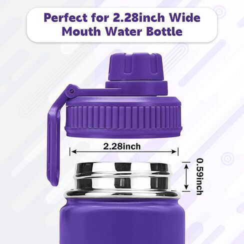 Spout Lid for Hydro Flask Wide Mouth Sport Water Bottles,2 Pack Replacement Lids for Most 12,14,16,18,20,22,32,40,64oz Wide Mouth Water Bottles with Handle Easy to Carry (Black2) in Kuwait