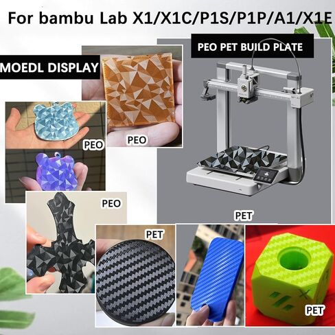 3D Printer Build Plate for Bambu Lab A1/X1/X1C/X1E/X1/P1P/P1S,Flexible Double Sided Smooth PEY Build Plate,3D Printer Spring Steel Sheet Plate Removable Platform(PEY-Circle+PEY-Starry) in Kuwait