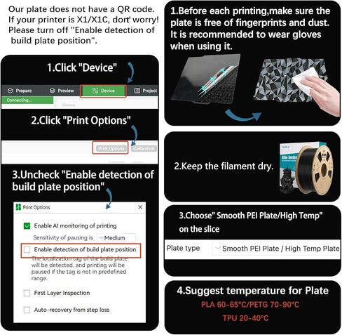 3D Printer Build Plate for Bambu Lab A1/X1/X1C/X1E/X1/P1P/P1S,Flexible Double Sided Smooth PEY Build Plate,3D Printer Spring Steel Sheet Plate Removable Platform(PEY-Circle+PEY-Starry) in Kuwait