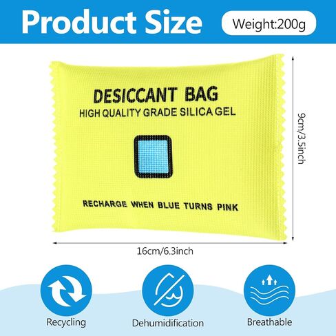10 Packs 100g Rechargeable Silica Gel Desiccant Moisture Absorbing Bag for Storage Bin Indicating Silica Gel Desiccant Packet Reusable Dehumidifier Bag for Home Closet Car (5 x 3.5 Inches) in Saudi Arabia