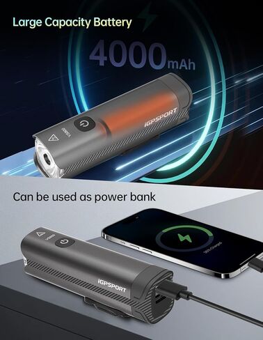 iGPSPORT VS1200 ضوء الدراجة الذكي، بلوتوث 1200 لومن فائق السطوع 5000 مللي أمبير في الساعة قابل لإعادة الشحن للدراجة ليلاً لركوب الدراجات على الطرق الجبلية in Kuwait