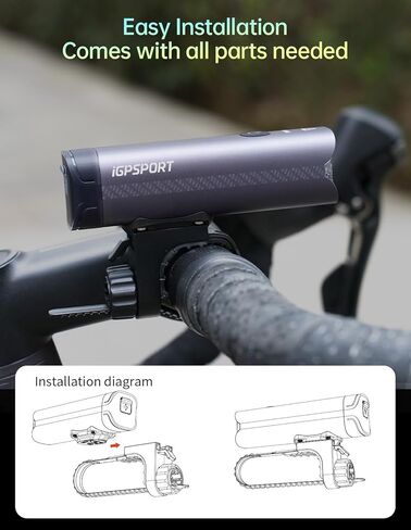 iGPSPORT VS1200 ضوء الدراجة الذكي، بلوتوث 1200 لومن فائق السطوع 5000 مللي أمبير في الساعة قابل لإعادة الشحن للدراجة ليلاً لركوب الدراجات على الطرق الجبلية in Kuwait