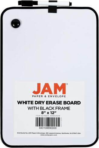 JAM PAPER Magnetic Dry Erase Foam Boards w/Black Board Marker - 8 x 12 - Black Border - Sold Individually in Saudi Arabia