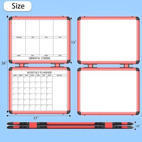 4 Sided Foldable Whiteboards Calendar, 17"x13" Desktop Whiteboard, Integrating with Monthly and Weekly Planner, Multi-Functional Whiteboard Suitable for Home, School and Office. in Saudi Arabia