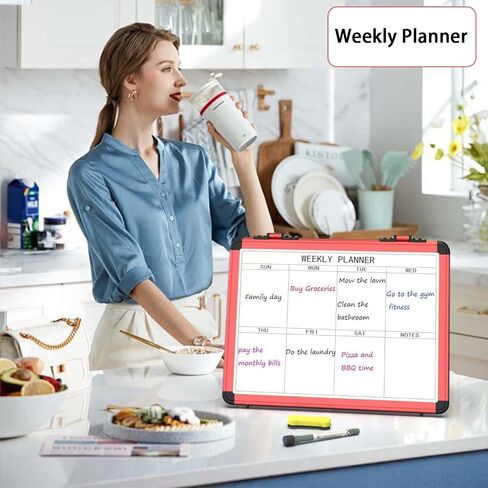 4 Sided Foldable Whiteboards Calendar, 17"x13" Desktop Whiteboard, Integrating with Monthly and Weekly Planner, Multi-Functional Whiteboard Suitable for Home, School and Office. in Saudi Arabia