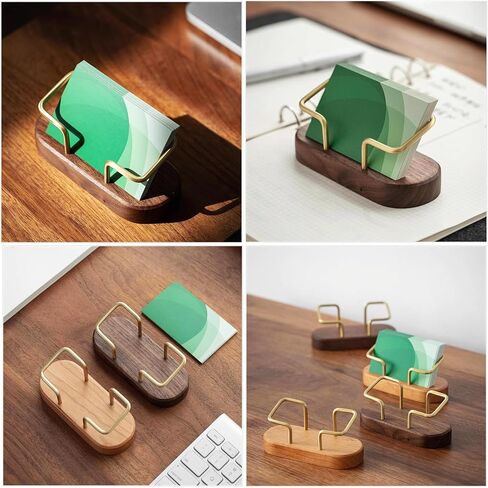 Ettonsun 2 Pieces Business Card Holder Desk, Wooden Business Card Organizer Case Business Card Holder Display Stand, Metal Business Card Stand Storage for Desk Men Women Office Desktop Tabletop in Saudi Arabia