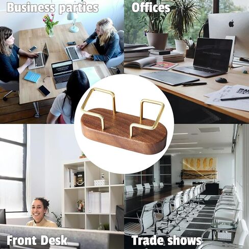 Ettonsun 2 Pieces Business Card Holder Desk, Wooden Business Card Organizer Case Business Card Holder Display Stand, Metal Business Card Stand Storage for Desk Men Women Office Desktop Tabletop in Saudi Arabia