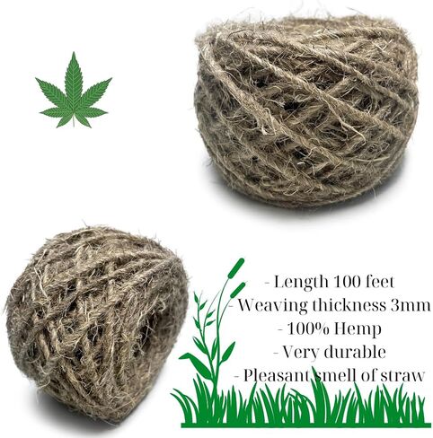 Natural Hemp Twine, Hemp Cord Spool (3mmX100ft (30m)) in Kuwait