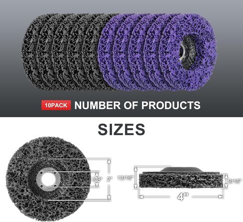 10-Pack 4-1/2" Paint Stripping Discs, 5 Purple & 5 Black for Angle Grinder, Efficient Rust, Paint, and Adhesive Removal on Metal and Wood in Saudi Arabia