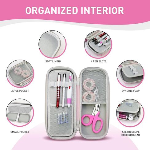 Scian 13 pcs Stethoscope Case Kit, Supplies Included, Portable Stethoscope Case with Medical Scissors, Penlights, Nurse Accessories for Doctors Medical Students Nurses Gifts - Black in Kuwait
