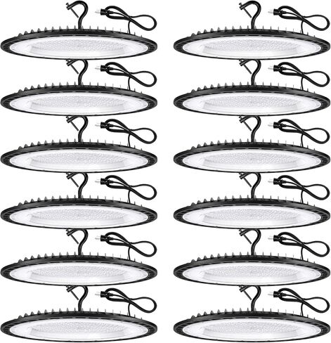 12 Pack 150W UFO LED High Bay Lights,IP66 Waterproof,120VAC,21000LM 5000K Daylight, 660W MH/HPS with Plug Commercial Bay Lighting for Barn,Gym,Factory,Warehouse,Shop,Workshop,Gym,Garage in Saudi Arabia