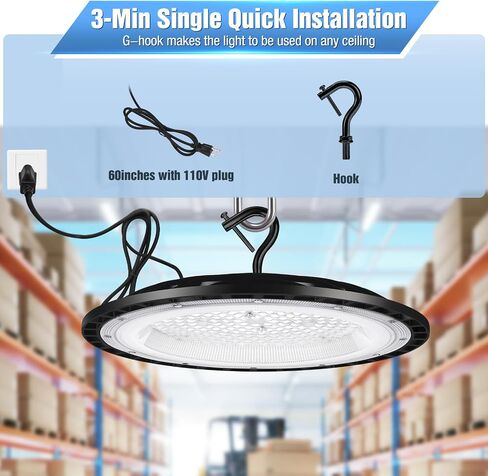 12 Pack 150W UFO LED High Bay Lights,IP66 Waterproof,120VAC,21000LM 5000K Daylight, 660W MH/HPS with Plug Commercial Bay Lighting for Barn,Gym,Factory,Warehouse,Shop,Workshop,Gym,Garage in Saudi Arabia
