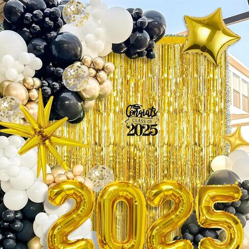 تخرج البالون جارلاند أكيز طقم لزخارف التخرج من 2025 - بالونات الذهب الزرقاء والبالونات البيضاء بأحجام مختلفة 5 12 18 بوصة تخرج البالونات لتوفيات الحفلات الدراسية in Kuwait