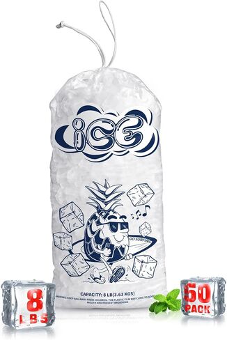 50 Pack Ice Bags 05 lb with Drawstring, Heavy-Duty Ice Bags for Ice Machine(2 Mils Thickness) in Saudi Arabia