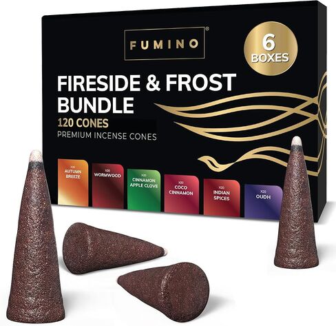 Fumino® Fresh Incense Cones Multipack Bundle 6 Boxes 120 Cones Masala Agarbatti Joss Scent Fragrance for Relaxation and Meditation, Home and House Décor in Kuwait