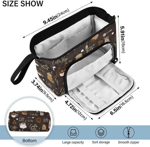 Tea Coffee Pencil Case Pouch Big Capacity Pencil Bag Box Organizer Pen Case Pencil Pouch Aesthetic with Handle for Girls Boys Adults Women School Office in Kuwait
