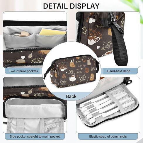 Tea Coffee Pencil Case Pouch Big Capacity Pencil Bag Box Organizer Pen Case Pencil Pouch Aesthetic with Handle for Girls Boys Adults Women School Office in Kuwait