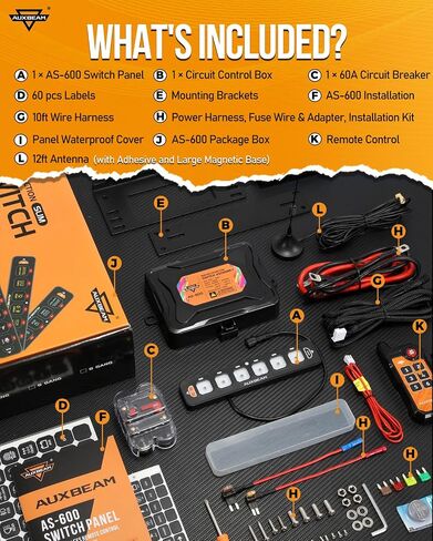 Auxbeam 6 Gang Slim Switch Panel Bluetooth RGB AS-600 with APP&Wireless Remote Control Toggle Momentary Pulsed Dimmable Switch Pod Backlit Off Switch Box for Offroad Truck Waterproof,2-Year Warranty in Saudi Arabia
