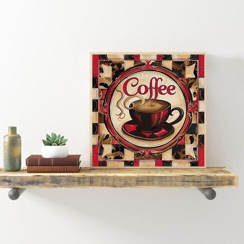 pigpigboss Coffee Diamond Painting by Numbers for Adult, 5D Diamond Art Painting, Coffee Letter Diamond Dots Kit for Beginner Kitchen Wall Decor (12 X 12 inches) in Saudi Arabia