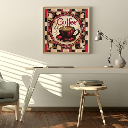 pigpigboss Coffee Diamond Painting by Numbers for Adult, 5D Diamond Art Painting, Coffee Letter Diamond Dots Kit for Beginner Kitchen Wall Decor (12 X 12 inches) in Saudi Arabia