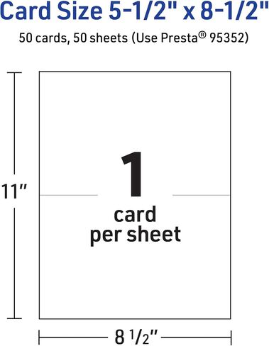 Avery Printable Rectangle Half Fold Greeting Cards, 5.5" x 8.5", Glossy White Cardstock, Laser/Inkjet, 50 Total, Great for Thank You Cards, Event Invitations, and More in Saudi Arabia