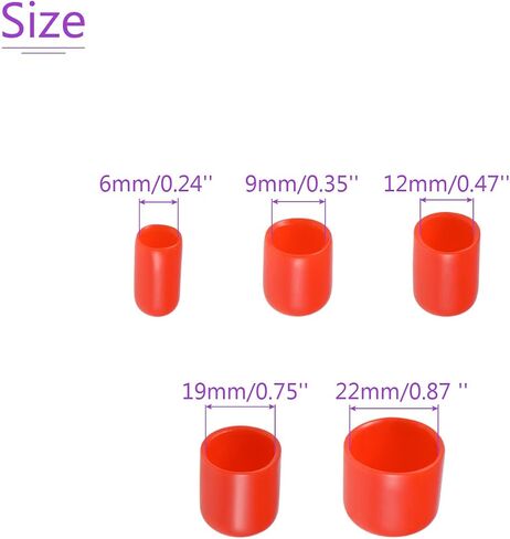 DMiotech 25 Pack 1/4" 3/8" 1/2" 3/4" 7/8" ID White Screw Thread Protectors Rubber End Caps Bolt Covers for Screw Bolt Furniture Pipe in Saudi Arabia