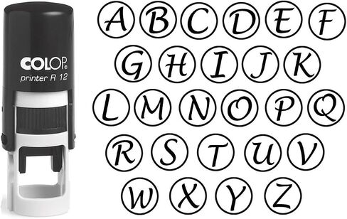 Custom A-Z Alphabet Stamp in Black Ink Monogram Round Rubber Stamp Self Inking Initial Stamp COLOP Mini Stamper 12 mm in Saudi Arabia