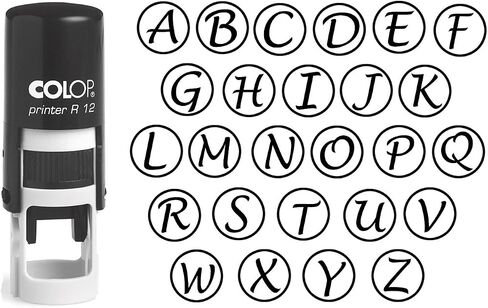 Custom A-Z Alphabet Stamp in Black Ink Monogram Round Rubber Stamp Self Inking Initial Stamp COLOP Mini Stamper 12 mm in Saudi Arabia