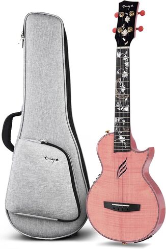 Enya Taimane Moon Signature Tenor Ukulele All Solid Mahogany 26" Black Ukelele with Built-in AcousticPlus Pickup Bundle with Gig Bag and Strap(EUT-Moon BK EQ) in Saudi Arabia