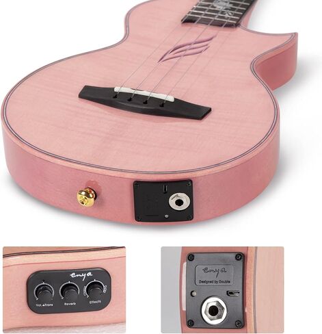 Enya Taimane Moon Signature Tenor Ukulele All Solid Mahogany 26" Black Ukelele with Built-in AcousticPlus Pickup Bundle with Gig Bag and Strap(EUT-Moon BK EQ) in Saudi Arabia
