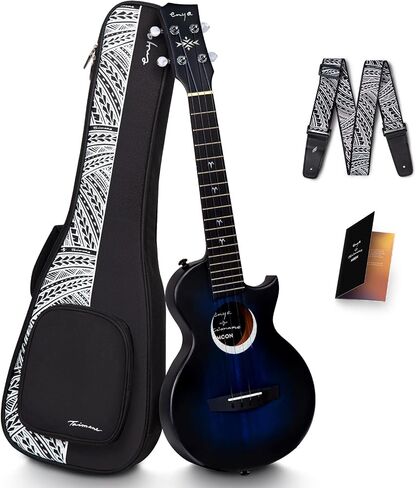 Enya Taimane Moon Signature Tenor Ukulele All Solid Mahogany 26" Black Ukelele with Built-in AcousticPlus Pickup Bundle with Gig Bag and Strap(EUT-Moon BK EQ) in Saudi Arabia