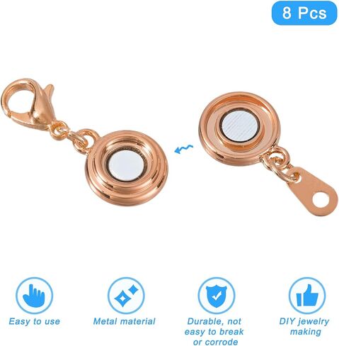 uxcell 8Pcs Jewelry Clasps, Oblate Clasps Locking Closures with Lobster Clasps for Bracelet Necklace DIY Making Wedding Jewelry Accessories (Rose Gold) in Saudi Arabia