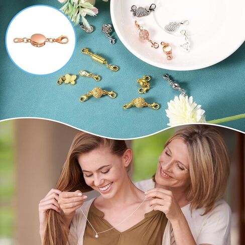 uxcell 8Pcs Jewelry Clasps, Oblate Clasps Locking Closures with Lobster Clasps for Bracelet Necklace DIY Making Wedding Jewelry Accessories (Rose Gold) in Saudi Arabia