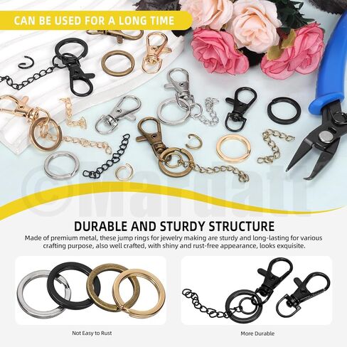 Mardatt 321Pcs 4 Colors Keychain Making Kit, Lobster Claw Clasp Lanyard Snap Hooks and Keychain Rings, Jump Rings, Chain Extenders, Split Ring Pliers for Key Chain Jewelry Making DIY Crafts in Kuwait