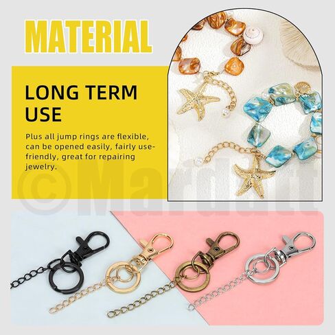 Mardatt 321Pcs 4 Colors Keychain Making Kit, Lobster Claw Clasp Lanyard Snap Hooks and Keychain Rings, Jump Rings, Chain Extenders, Split Ring Pliers for Key Chain Jewelry Making DIY Crafts in Kuwait