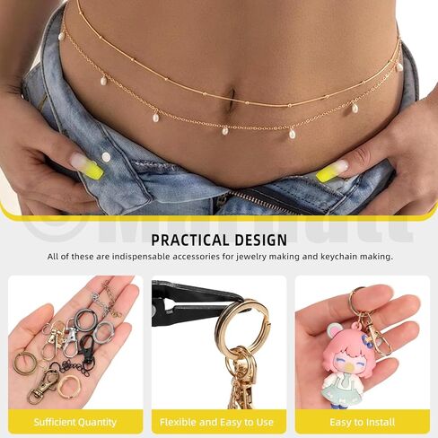 Mardatt 321Pcs 4 Colors Keychain Making Kit, Lobster Claw Clasp Lanyard Snap Hooks and Keychain Rings, Jump Rings, Chain Extenders, Split Ring Pliers for Key Chain Jewelry Making DIY Crafts in Kuwait
