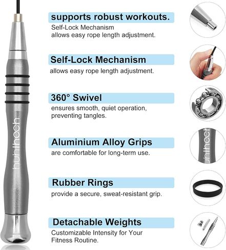 Speed Jump Rope Weighted Jump Rope for Men High Speed Jump Rope with Self Locking No Screws Design 360 Degree Rotation Silicone Textured Non Slip Includes 2 Speed Cables for Crossfit Training in Kuwait