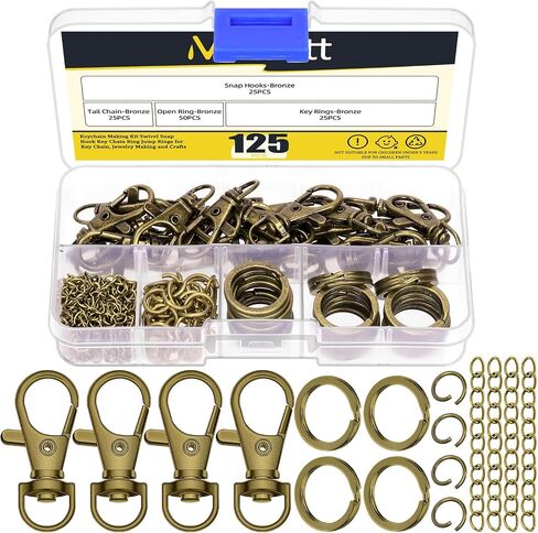 Mardatt 321Pcs 4 Colors Keychain Making Kit, Lobster Claw Clasp Lanyard Snap Hooks and Keychain Rings, Jump Rings, Chain Extenders, Split Ring Pliers for Key Chain Jewelry Making DIY Crafts in Kuwait
