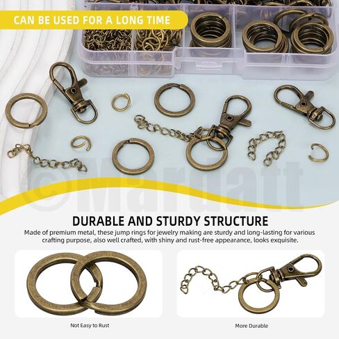 Mardatt 321Pcs 4 Colors Keychain Making Kit, Lobster Claw Clasp Lanyard Snap Hooks and Keychain Rings, Jump Rings, Chain Extenders, Split Ring Pliers for Key Chain Jewelry Making DIY Crafts in Kuwait
