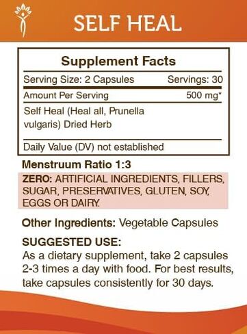 Secrets of the Tribe Self Heal 120 Capsules, Made with Vegetable Capsules and Self Heal (Heal All, Prunella Vulgaris) Dried Herb (120 Capsules) in Saudi Arabia