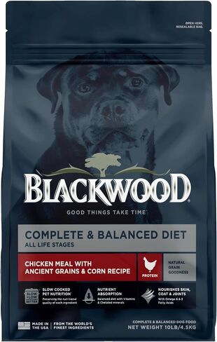 Blackwood Complete & Balanced Diet Dry Dog Food, Chicken Meal with Ancient Grains & Corn, 24 Pound Bag, Slow Cooked with Vitamins & Minerals in Saudi Arabia