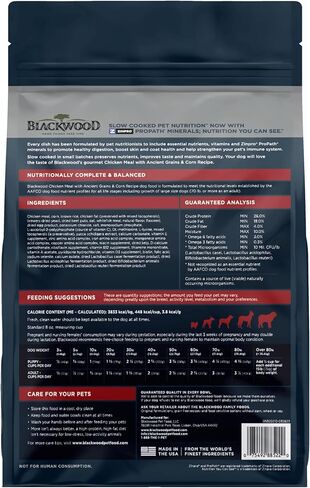 Blackwood Complete & Balanced Diet Dry Dog Food, Chicken Meal with Ancient Grains & Corn, 24 Pound Bag, Slow Cooked with Vitamins & Minerals in Saudi Arabia