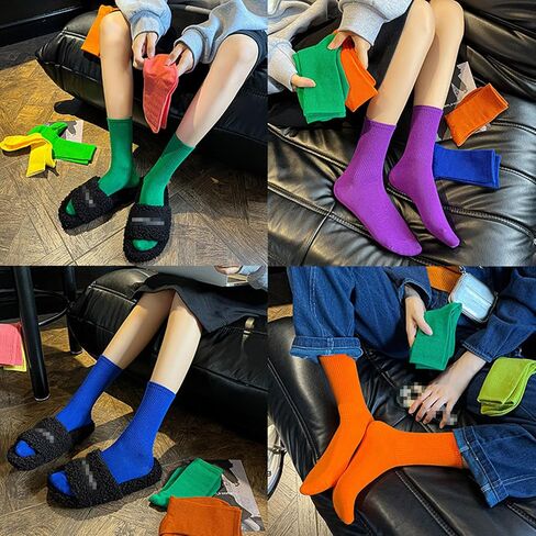 Remorty Womens Colorful Basic Sock -Unique Knit Cotton Crew Socks 3 Pack in Saudi Arabia