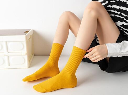 Remorty Womens Colorful Basic Sock -Unique Knit Cotton Crew Socks 3 Pack in Saudi Arabia