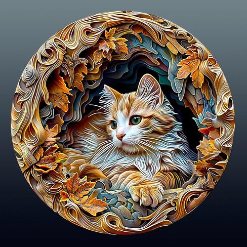 Wooden Puzzles for Adults, Unique Animal Shaped Cat Adult Puzzle, 3D Vision Wooden Jigsaw Puzzles Adult, Challenging Creative Gifts Family Games 8.5 * 8.5in 100pcs in Kuwait
