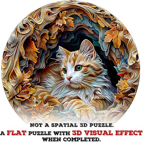 Wooden Puzzles for Adults, Unique Animal Shaped Cat Adult Puzzle, 3D Vision Wooden Jigsaw Puzzles Adult, Challenging Creative Gifts Family Games 8.5 * 8.5in 100pcs in Kuwait
